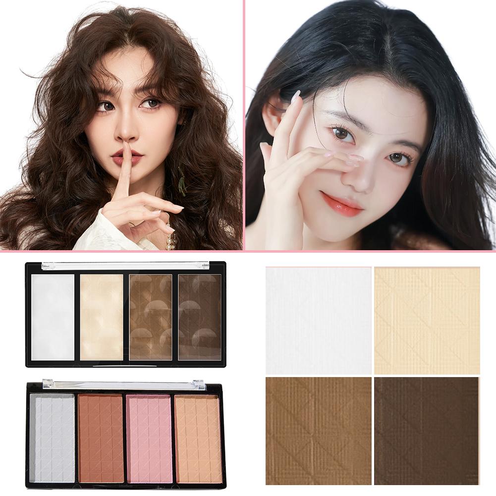 4 Color Contour Makeup Palette Blusher Plate Highlight Powder Bronzer Powder Shadow Kit Nose U8C6