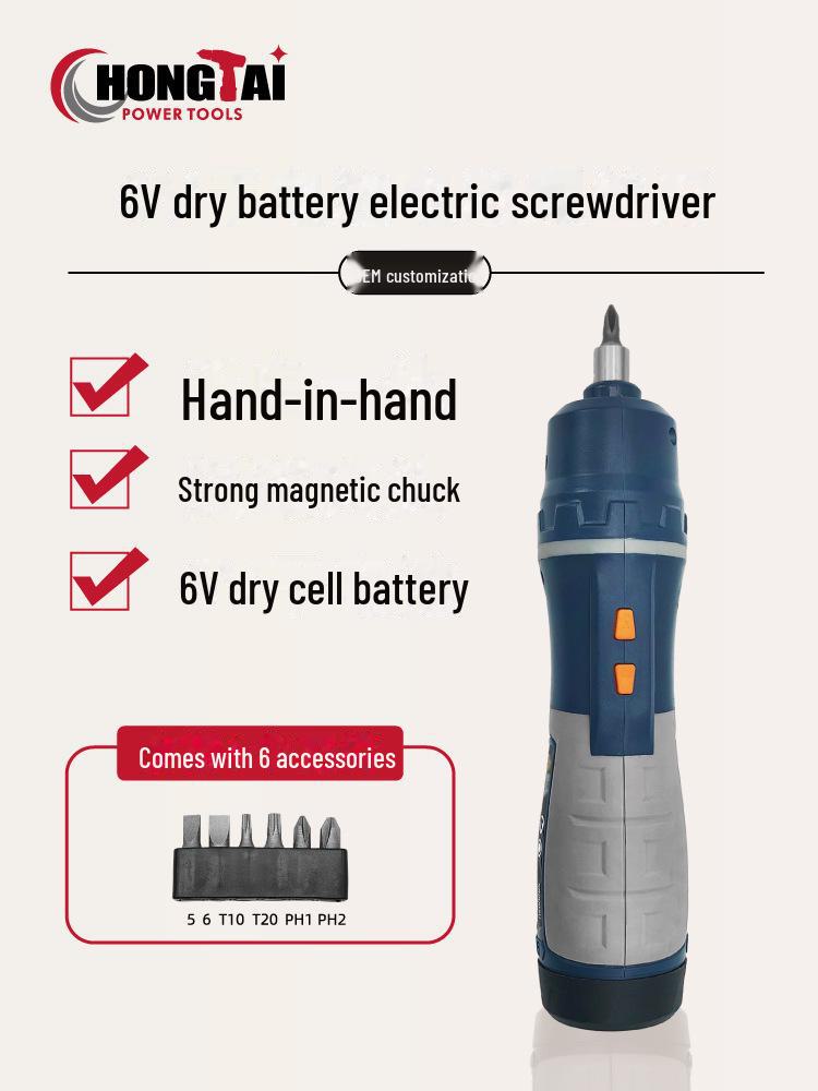 Conjunto de Chave de Fenda Elétrica Portátil 6V com Cabo Reto