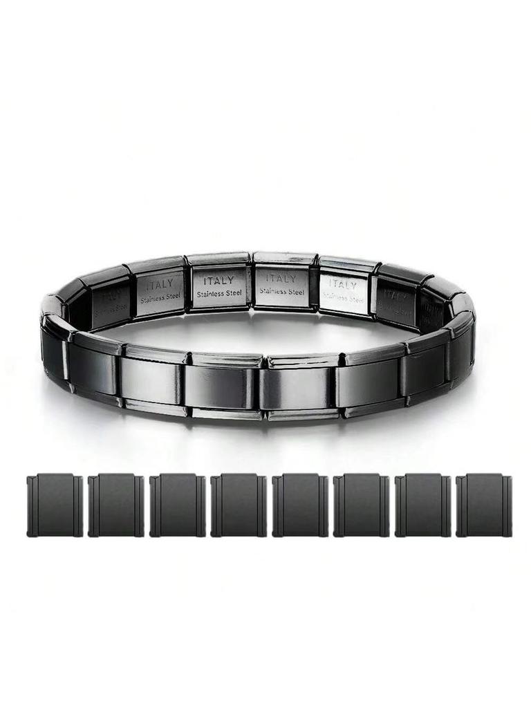 Stainless Steel Stretch Bracelet with Interlocking Square Links Durable Flexible Chain Link Design for Everyday Wear and Comfortable Fit