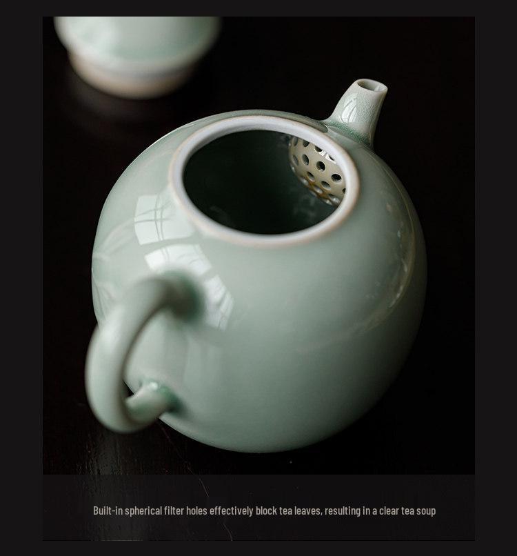 Guānlán Handcrafted Jade Cap Ceramic Teapot: High-Grade Gongfu Tea Brewing Set