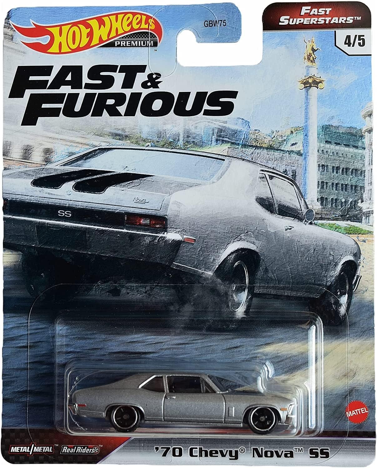 

Hot Wheels Fast & Furious Premium - Fast Superstars 70 Chevy Nova SS GRK50 Silver
