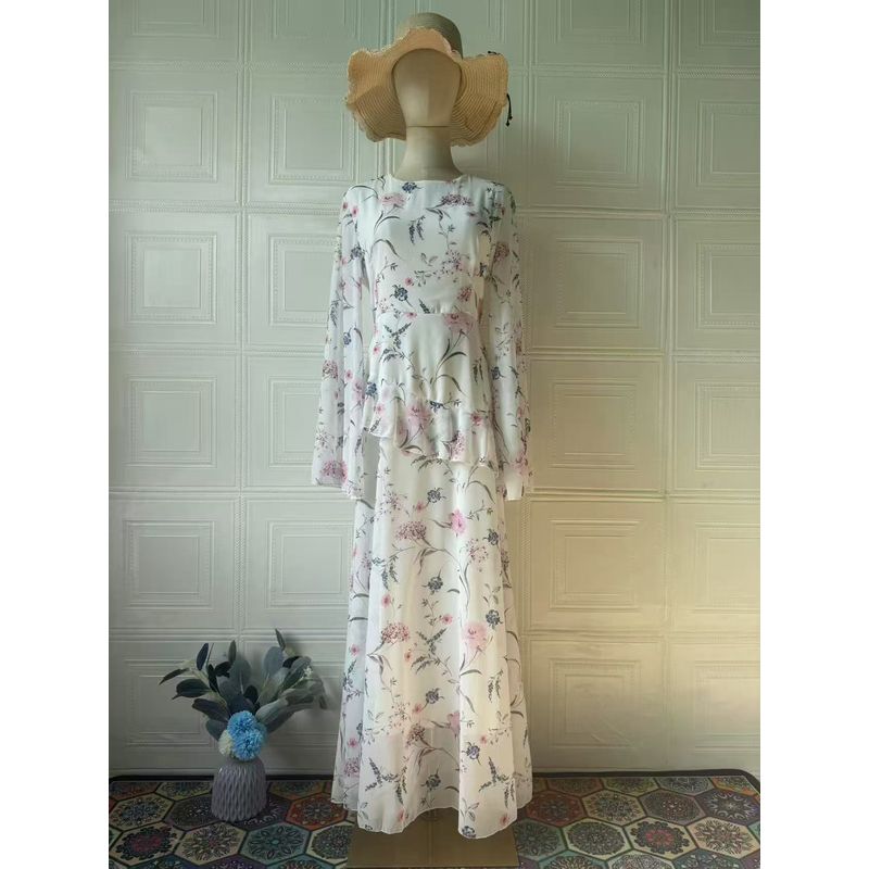 

Платье в западном стиле, новое, с цветочным темпераментом, кружевное, со шнуровкой на талии, облегающее, с длинным рукавом, с принтом, кружевное платье со шнуровкой White flowers XL