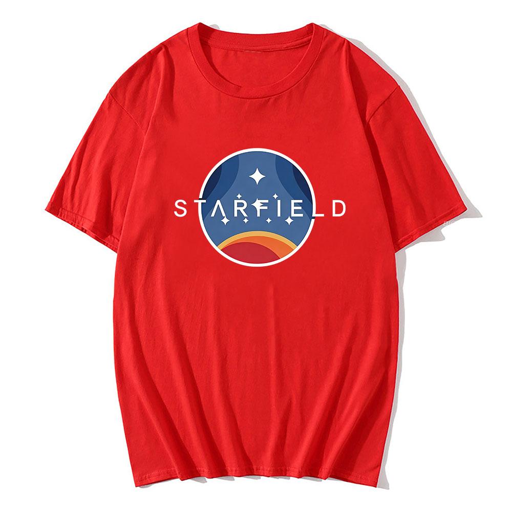 

Футболка Starfieldd Дизайн Игры Короткий Рукав 100% Хлопок Мягкие Футболки Унисекс Уличная Одежда Летняя Свободная С Круглым Вырезом Модные Футболки Графический Мерч Смешная Футболка XS красный