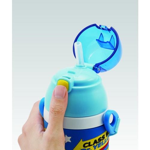 Skater Stainless Steel Children's Water Bottle 380ml Straw Drinking 3D Plarail SSPV4 Blue