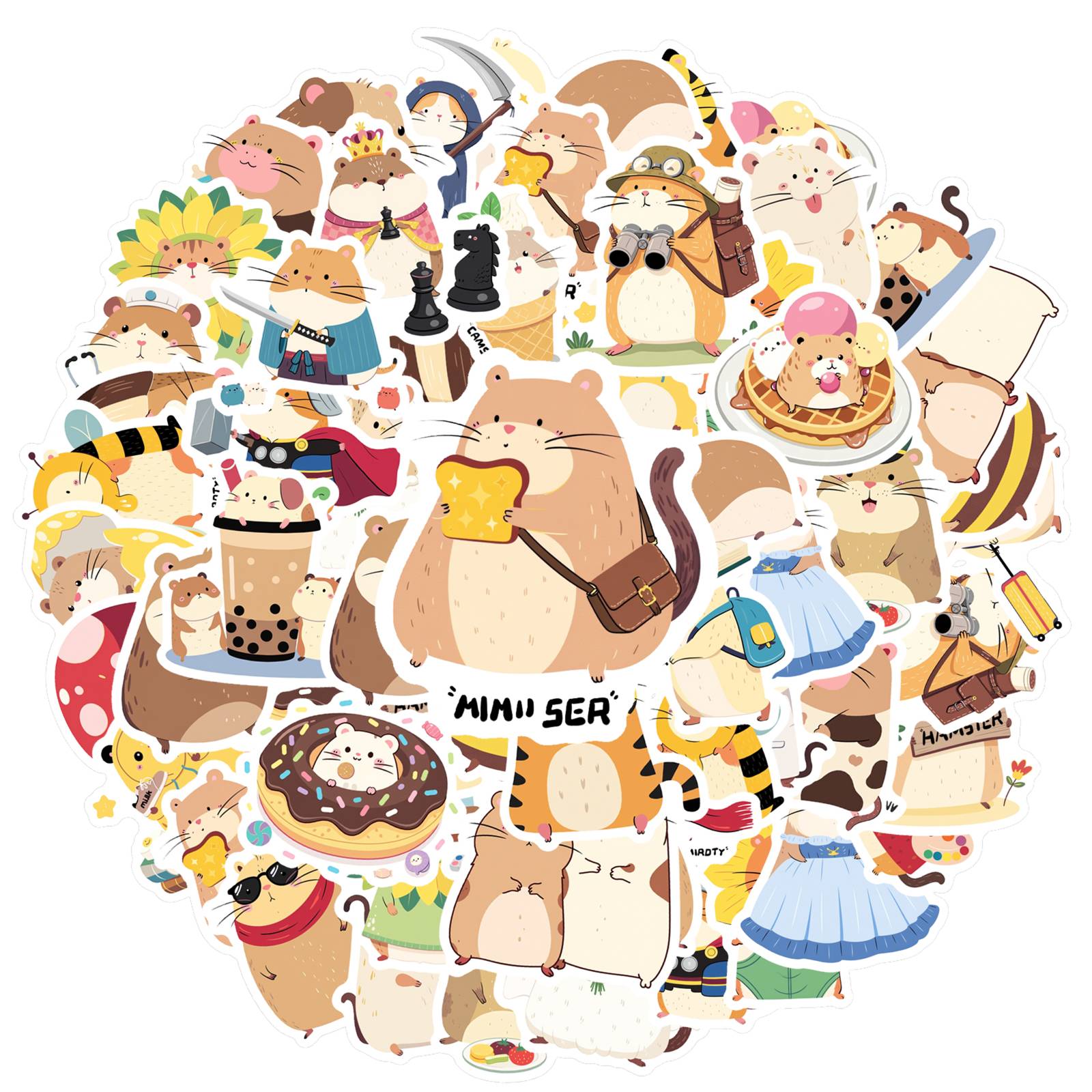35pcs Cartoon Cute Characters Stickers Whimsical Food  Stickers Funny Stickers For  Laptop Luggage Scrapbook Diary