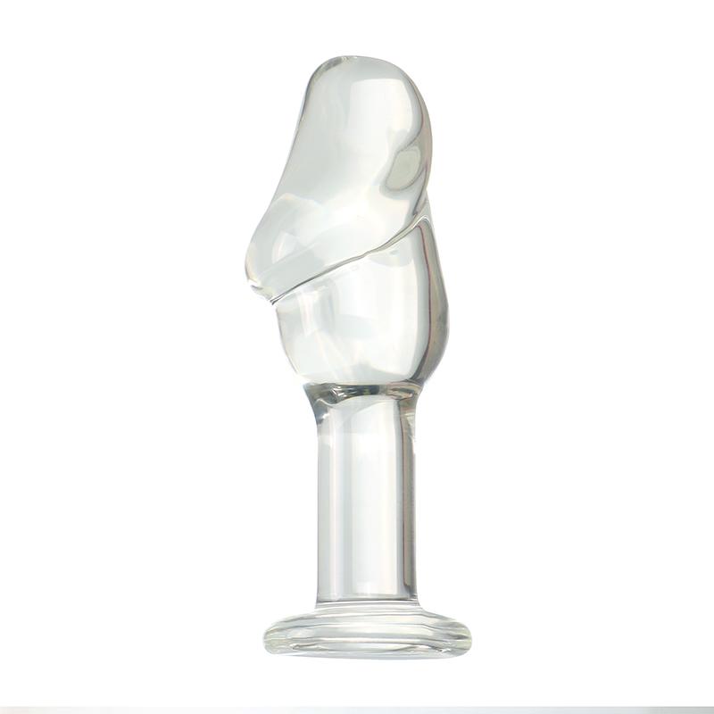 VaHppy Glass Dildo Anal Plugs Artificial Penis 4.8*13.5cm Gold/Transparent Female Masturbators Adult Sex Toys