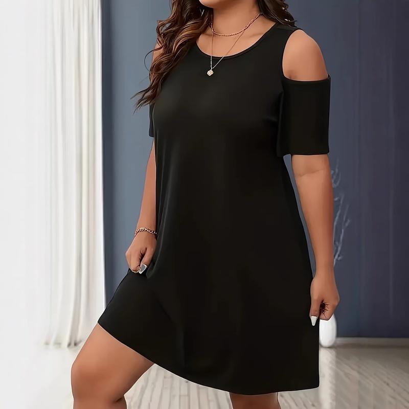 Spring and Summer European Style Plus Sizemm Women Clothing Short Sleeve Off-shoulder Size Maxi Dress