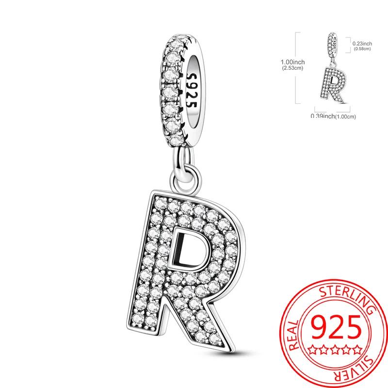 Copper 26 Letters Alphabet Charms Bead Inlaid Shiny Zircon Diy Love Letters Jewelry Gift Fit Original Bracelet For Women