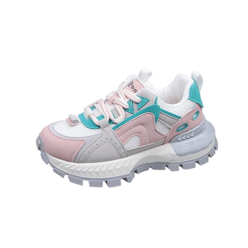 

Platform-soled retro waffle Forrest Gump shoes women s 2025 spring new height-increasing versatile foot-showing small sports dad shoes 40 рожевий