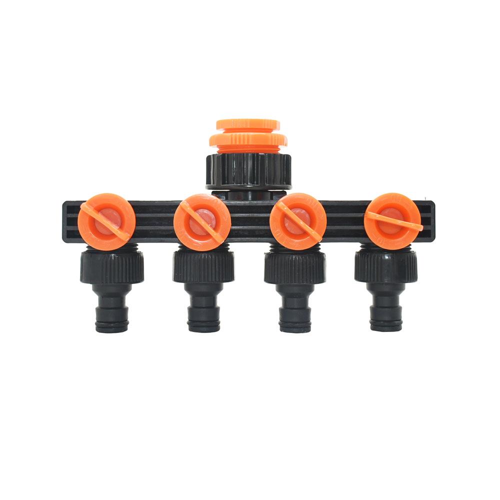 Drip Irrigation 4-Way Garden Tap Water Splitter Water Pipe 4 way Splitter Irrigation Valve Quick Connector Female 1/2 3/4 1