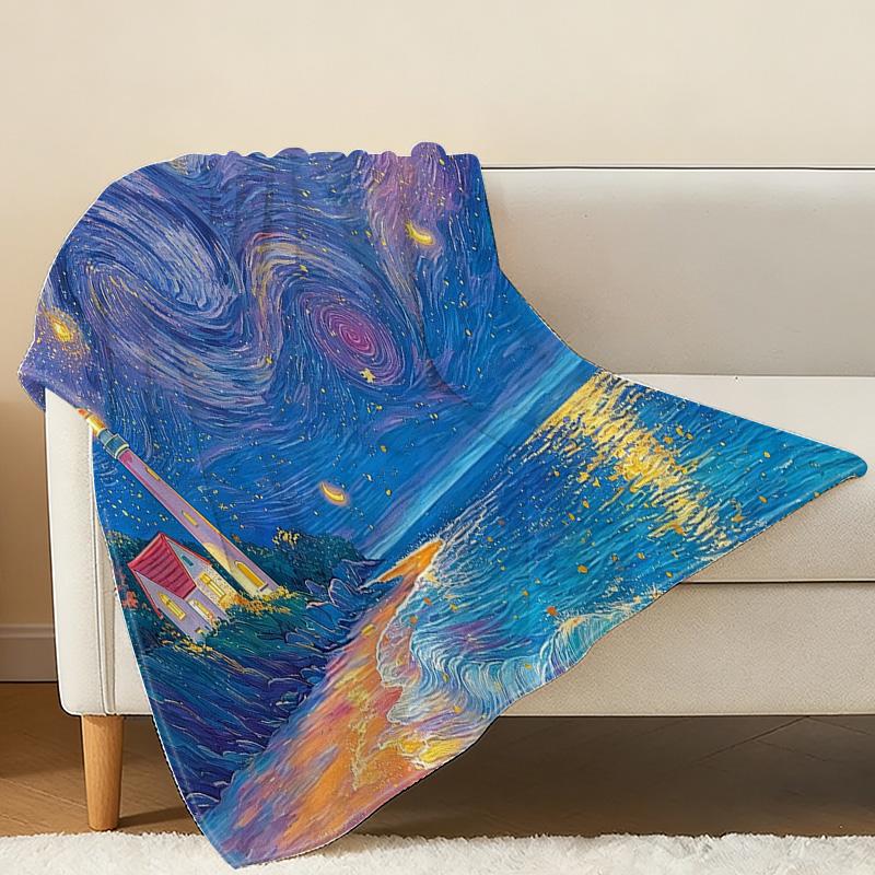 Starry Night Flannel Fleece Blanket Soft, Cozy, Warm & Lightweight, Perfect for Home, Couch Naps, Sleep, Christmas & Halloween