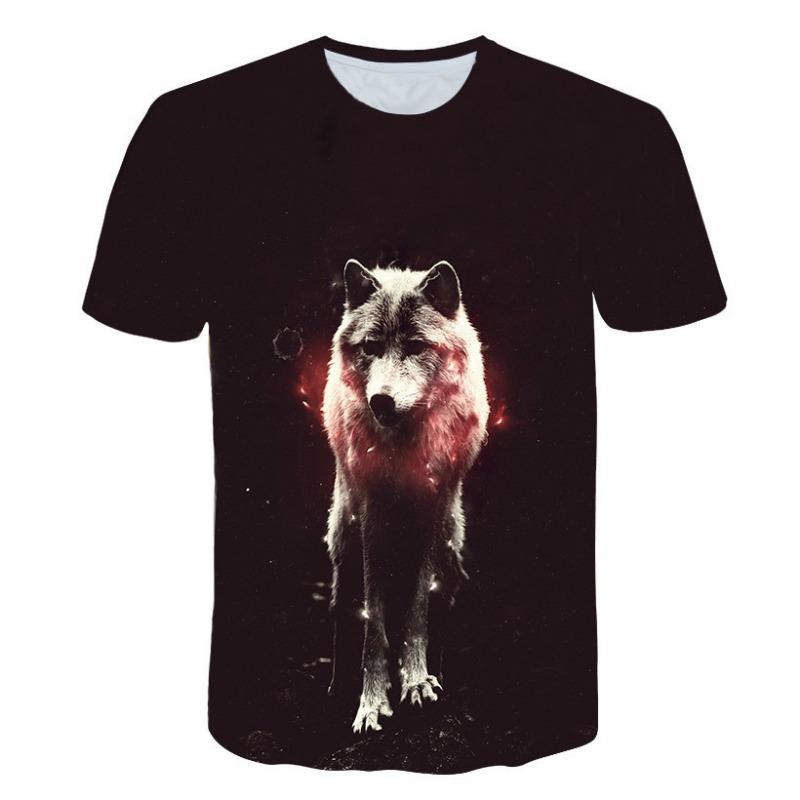Summer Men's Wolf 3D Digital Printed T-shirt Trendy Round Neck Loose Men's Casual Short Sleeve T-Shirts Men’s