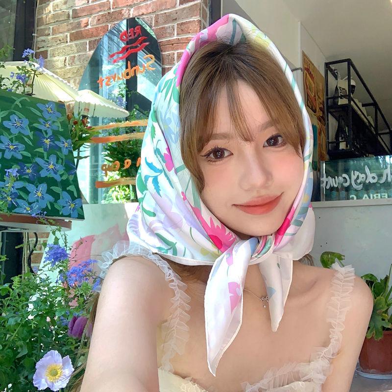 

Женский оригинальный премиальный квадратный шарф: Высокопрозрачная шелковистая ткань Великолепная солнцезащитная повязка на голову Идеальный декоративный шейный платок для вечеринки 70*70cm