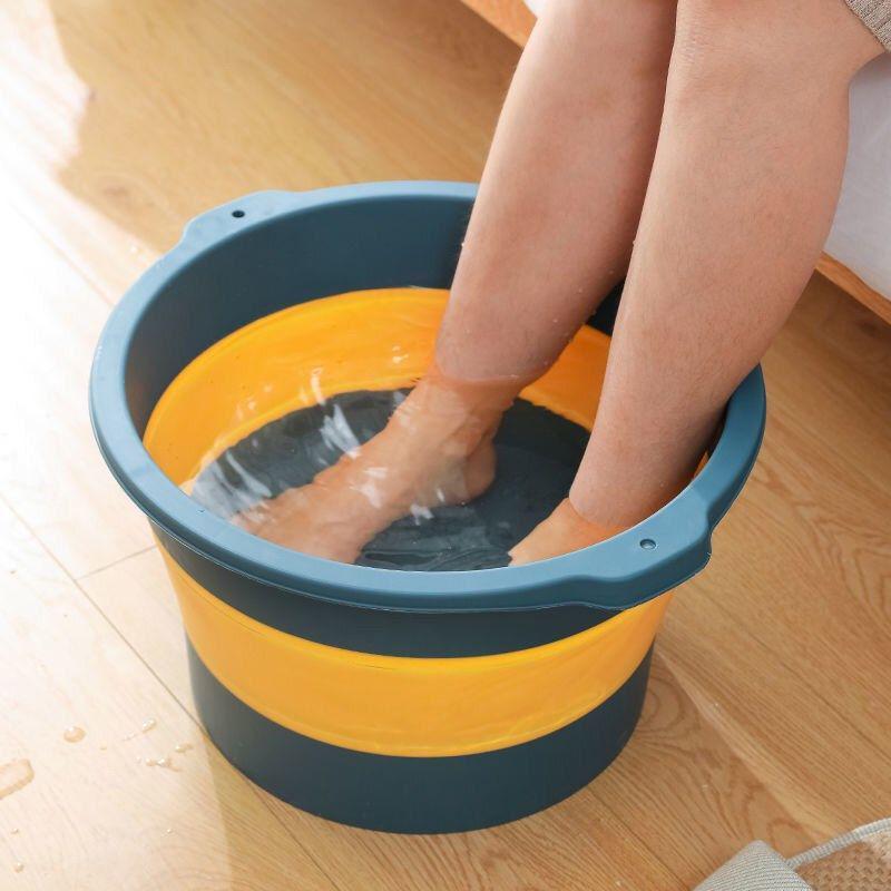 Portable Plastic Folding Foot Bath Basin with Massager for Home and Dorm Use