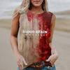 Women's Round Neck Casual Sleeveless Halloween Printed Vest T-Shirt Top