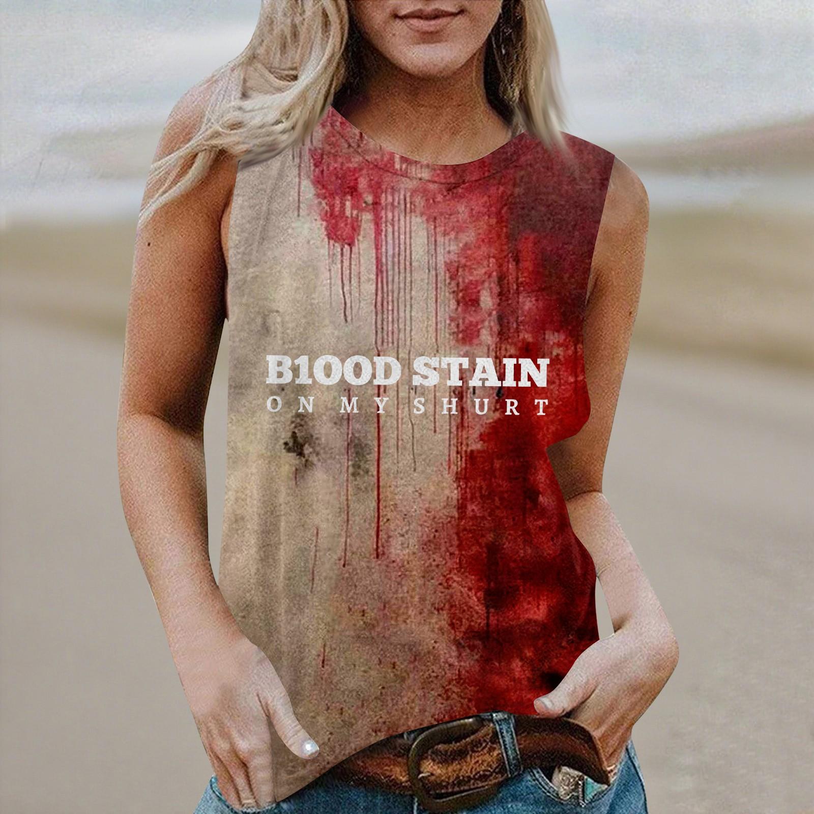 

Женская повседневная футболка-топ без рукавов с круглым вырезом и принтом на Хэллоуин L