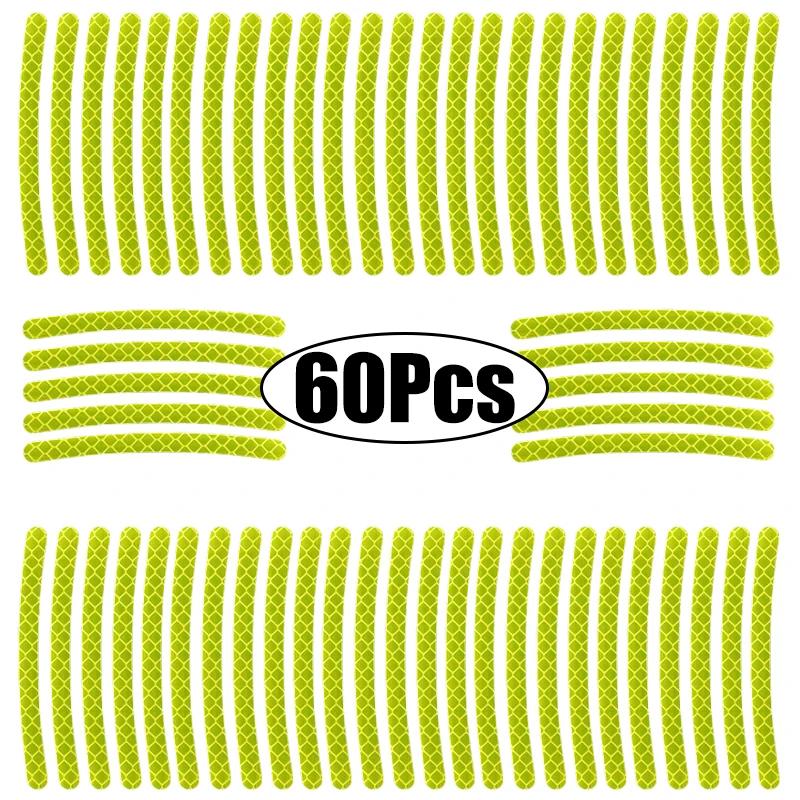 Car Wheel Hub Reflective Stickers Cars Motorcycle Stripe Tape Decorative Stickers Car Decal Auto Exterior Accessories 20-60Pcs