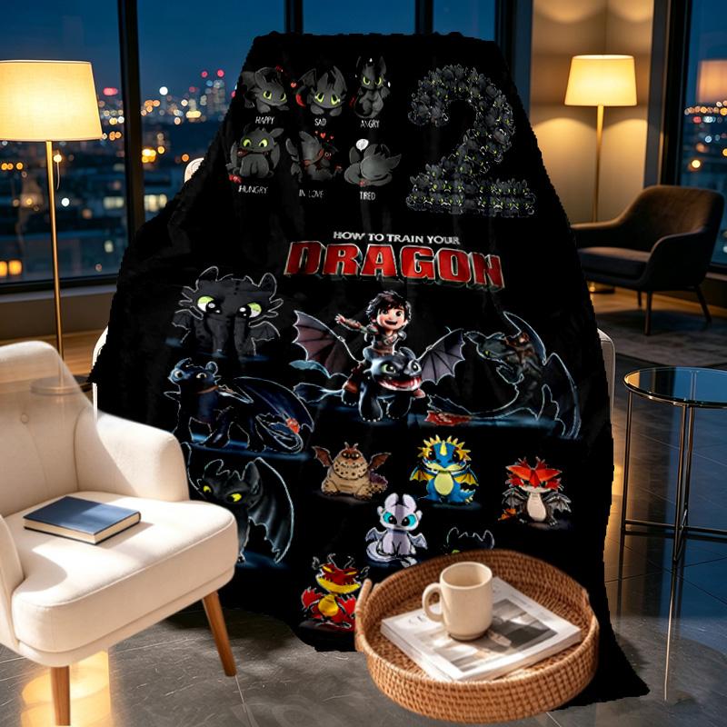 How to Train Your Dragon Print Blanket - Soft & Comfortable, for Bedroom, Travel, Sofa, Home Decoration - Birthday Christmas Gift for Friend