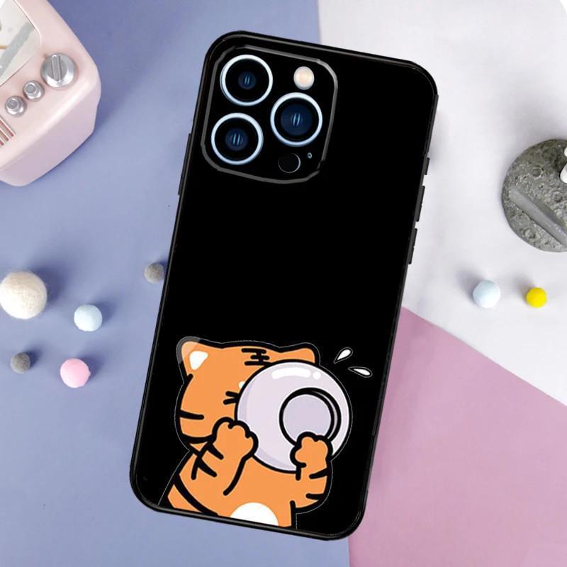 Apple Iphone15 Pro Mobile Phone Case Cute Tiger Couple Mobile Phone Case Hair Painted Anti-Drop Huawei Three