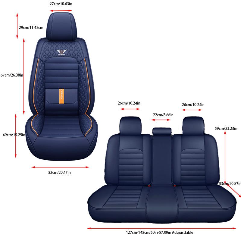 5-seat universal car seat cover, new nappa leather ice silk fixed lumbar support, four-season universal, suitable for most cars