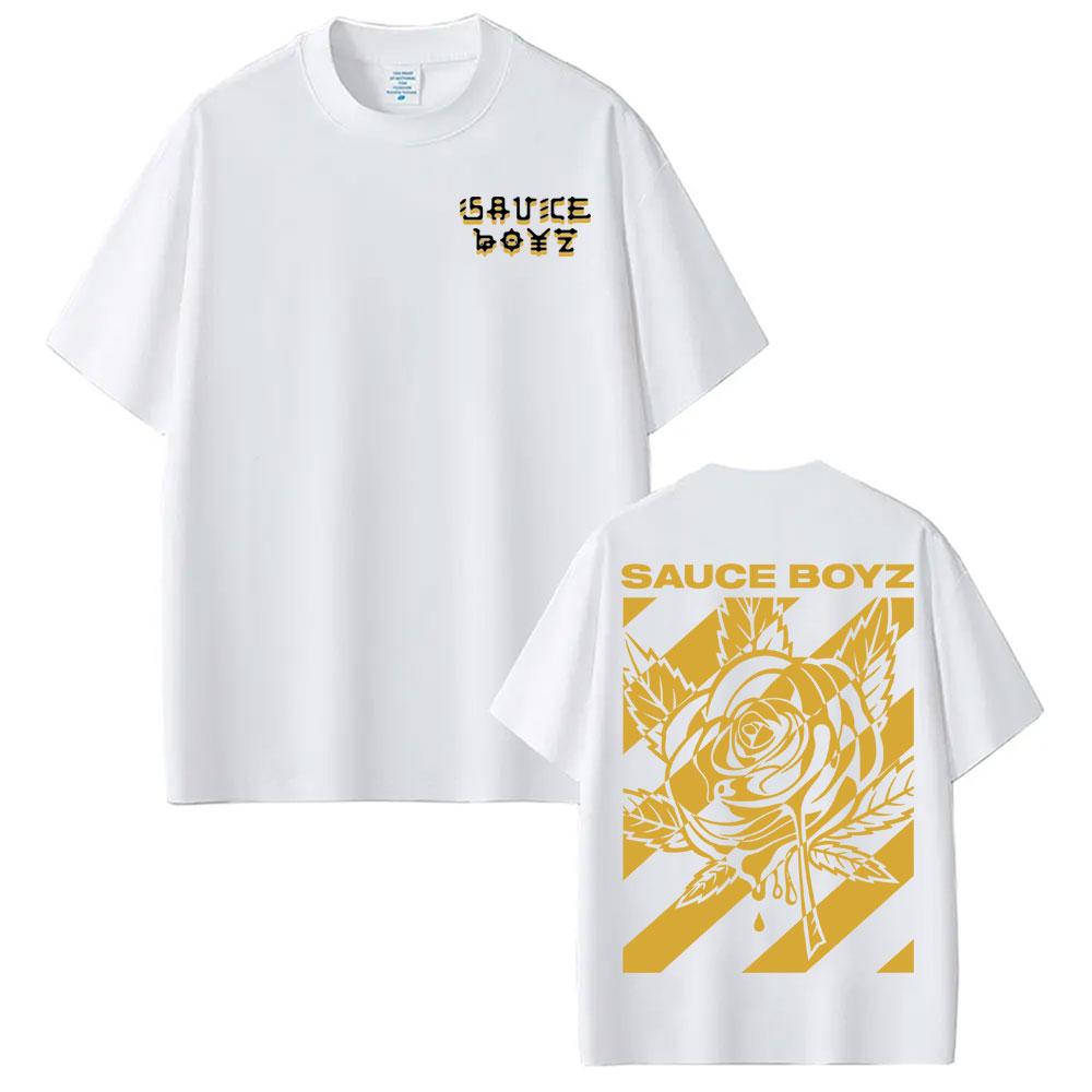 2025 Summer Rapper Eladio Carrion Sauce Boyz Album Printed Tshirt Mens Casual Cotton Loose Tshirt Fashion Hiphop Retro Top