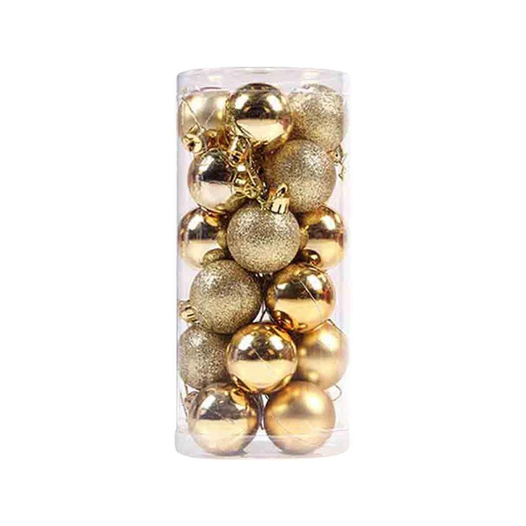 24PCS Christmas Ball Ornaments Mini Shatterproof Plastic Christmas Baubles Set for Holiday Party Wreath Tree Decor(1.57inch)