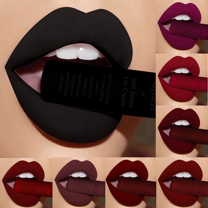 Long Lasting Liquid Lipstick in A Waterproof Matte End, Featuring A Dark Red Black, Perfect for Women'S Makeup, Including Lip Gloss and Lip Tint
