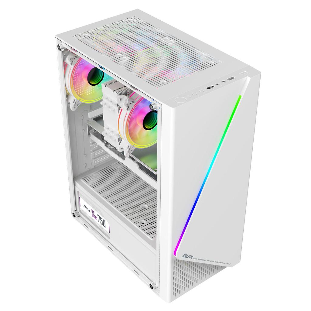 RGB Gaming Desktop Case with Side Window and Colorful Light Strip