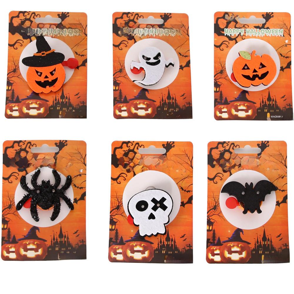 Adorable Halloween Felt Brooches Featuring Glow-in-the-dark Skeletons And Pumpkins