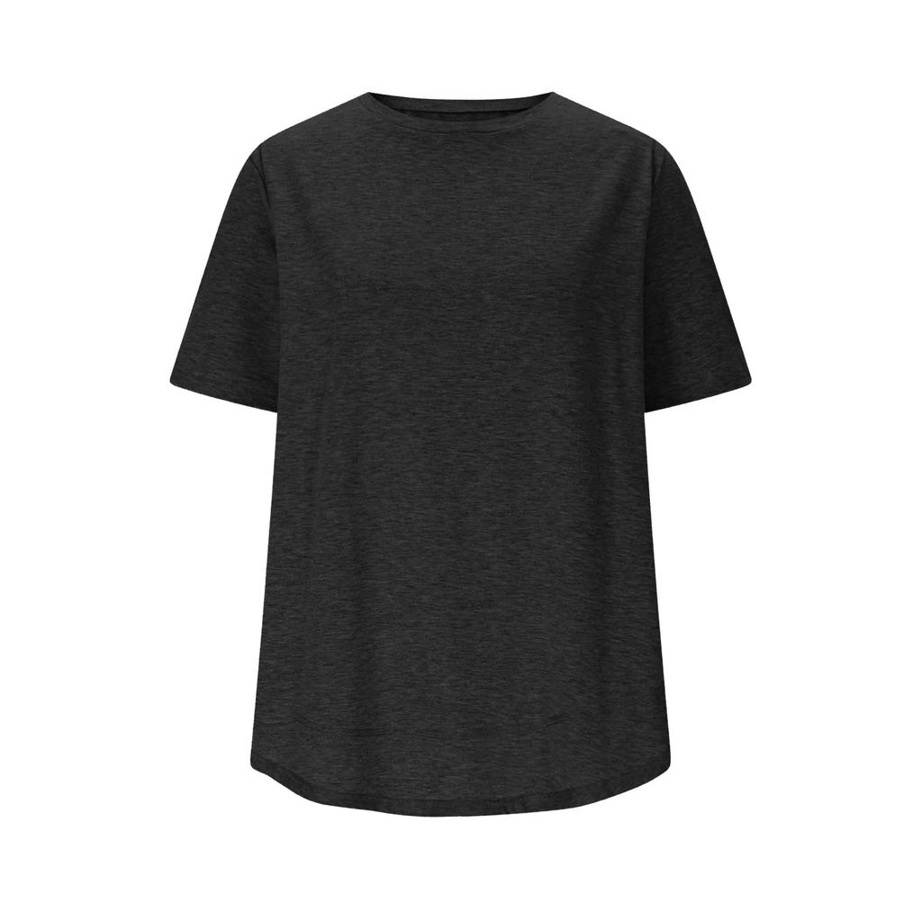 Women's Fashionable Casual Loose-Fit Short-Sleeved Plain Round-Neck Pullover T-Shirt