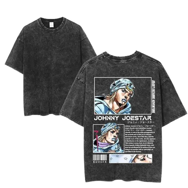

JoJo s Bizarre Adventure Джонни Джостар Графическая футболка Мужская Футболка с коротким рукавом Хлопковые футболки Винтажная футболка Стиль Харадзюку Мужская футболка XXL чёрный