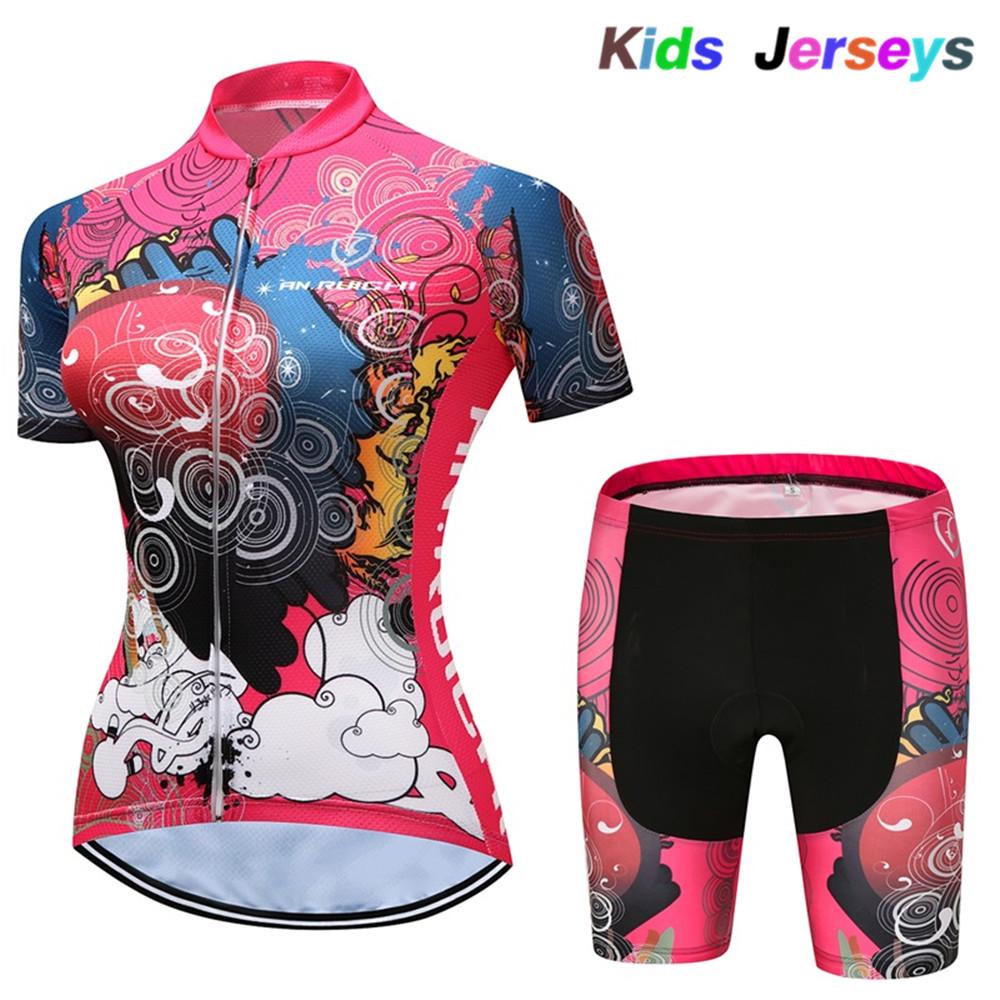 2026 Girls Cycling Jersey Set Ropa Ciclismo Cycling Kit for Kids Summer Breathable Cartoon Bicycle Jersey Suit Children Clothes