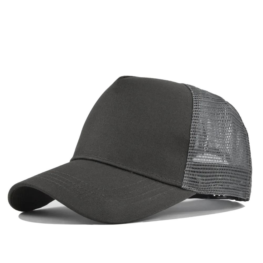 Customized Logo Hard Top 5 Panels Mesh Baseball Cap For Men Women Advertising Cap Breathable Sun Hat Solid Color Visor Gorra
