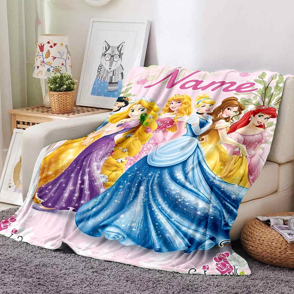 Custom Name Princesses Colorful Dresses. Flannel Blanket for Super Soft Cute Comfort Blanket for Travel Bedding Couch Sofa Blanket