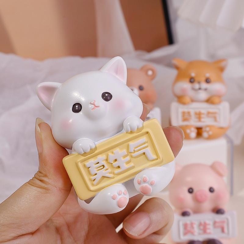 New Cute Creative Animal Decorations Shiba Inu Kitten Cartoon Ornaments Office Desktop Car Dashboard Mirror Resin Ornament