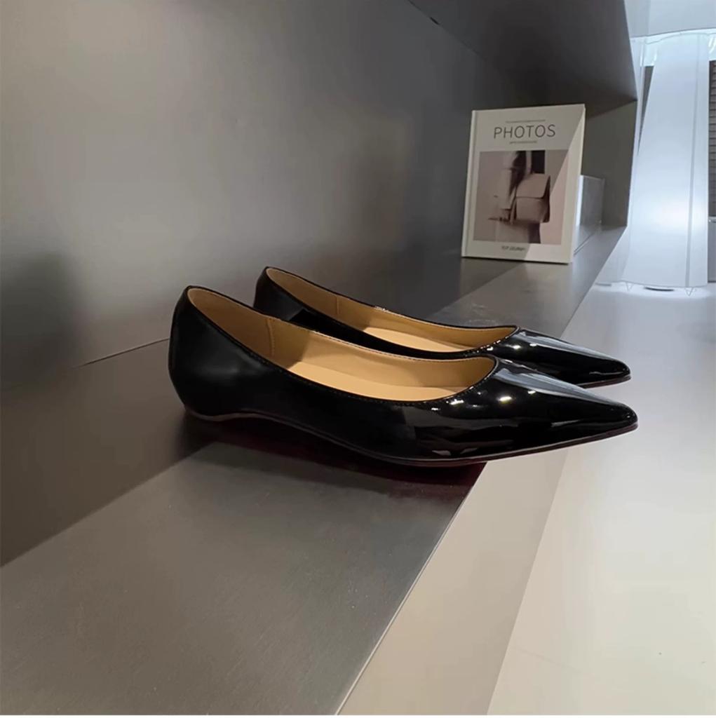 [Star same style | Mute series] Inner increase 2CM patent leather single shoes nude high heels burgundy soft leather commuting