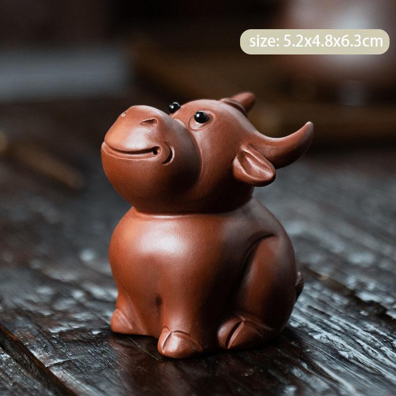 

Yixing Purple Clay Tea Pet Cute Cattle Statue Decors Handmade Tea Figurine Sculpture Ornaments Chinese Tea Set Accessories