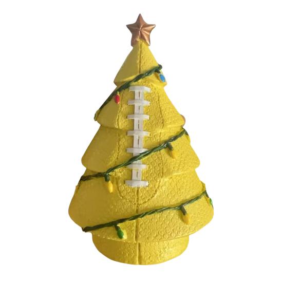 

Yousheng Sports Ball Inspired Christmas Tree Figurine Handcrafted Faux Leather Tree Shaped Tabletop Decoration with Golden Star Topper for Holiday H