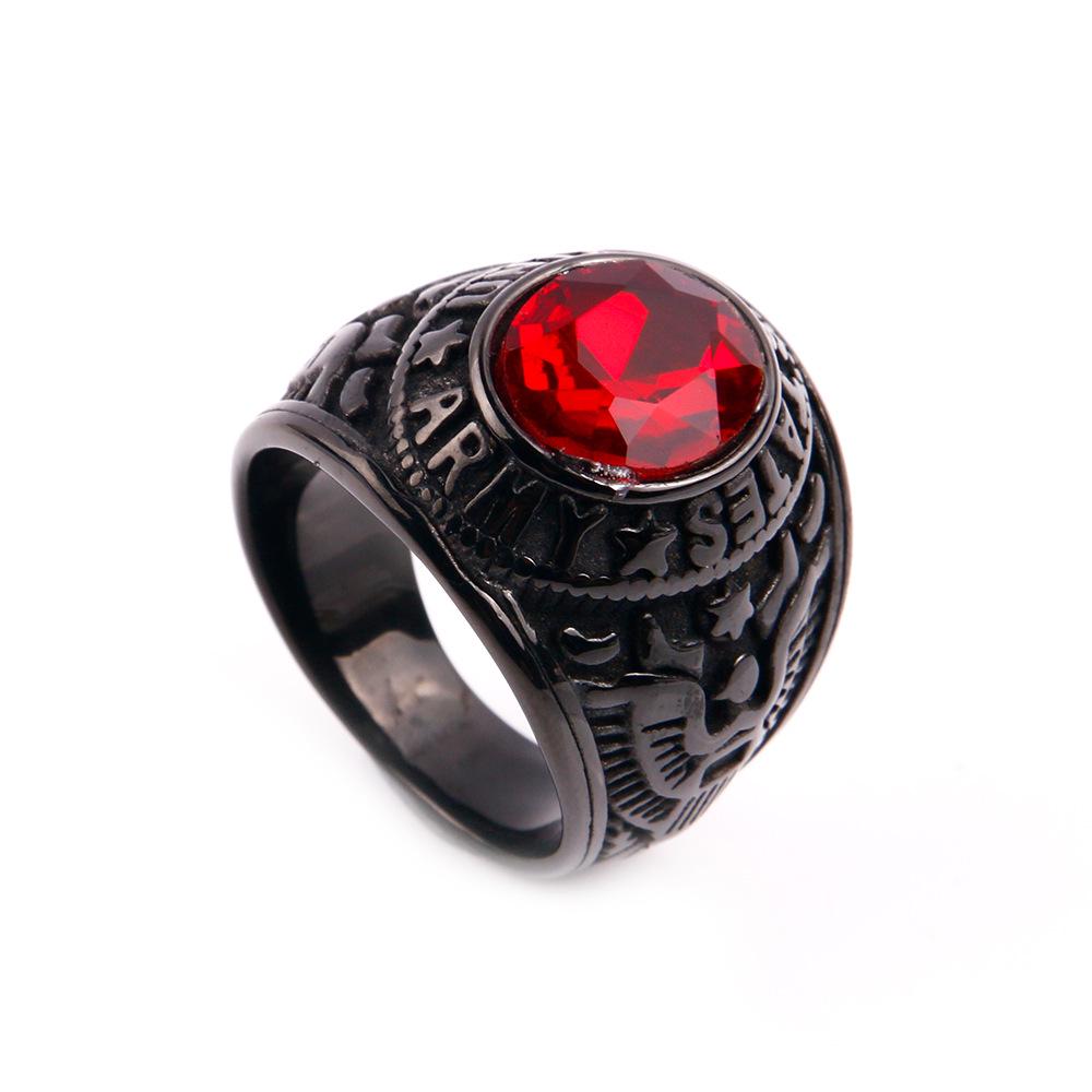 Retro Titanium Army Personalized Finger Ring Size 12