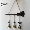 Holiday Party Supplies Halloween Witch Broom Wind Chime, Decorative Hanging Iron Chime Metal Bell for Indoor Outdoor Garden Patio Porch