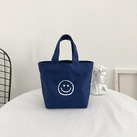 INS Style Canvas Bag - Smiling Face Student Tote with Custom Logo