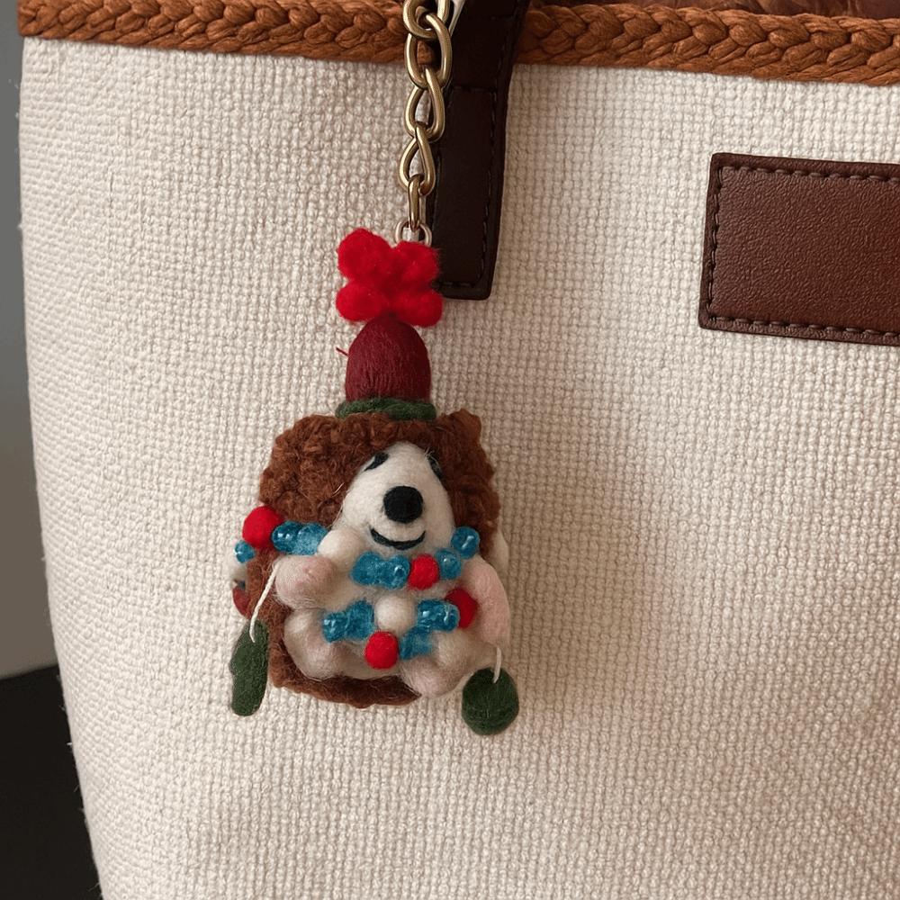 Dog Wool Felt Animal Pendant Bird Cartoon Keychain Creative Rabbit Keyring  Bag Hanging