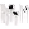 24Pcs Black Dinnerware Set Stainless Steel Tableware Knife Fork Coffee Spoon Teaspoons Cutlery Set Party Kitchen Flatware