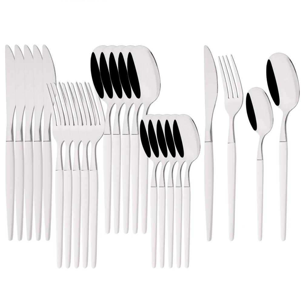 24Pcs Black Dinnerware Set Stainless Steel Tableware Knife Fork Coffee Spoon Teaspoons Cutlery Set Party Kitchen Flatware
