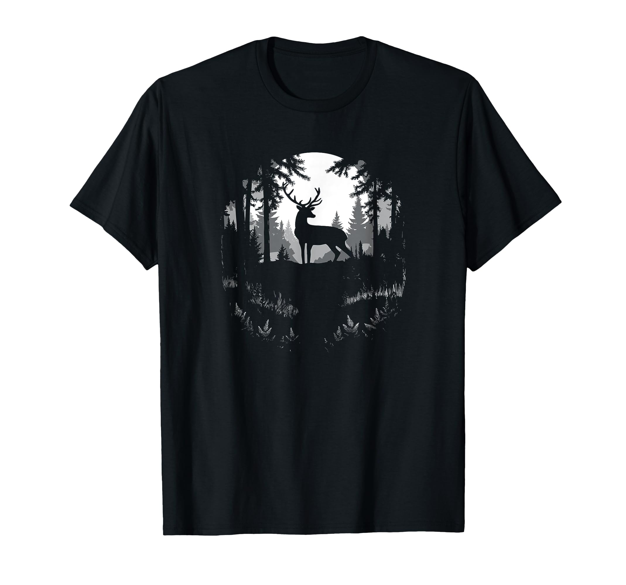 

Рисунок дикой природы леса оленей для футболки Hunter Hikers чёрный