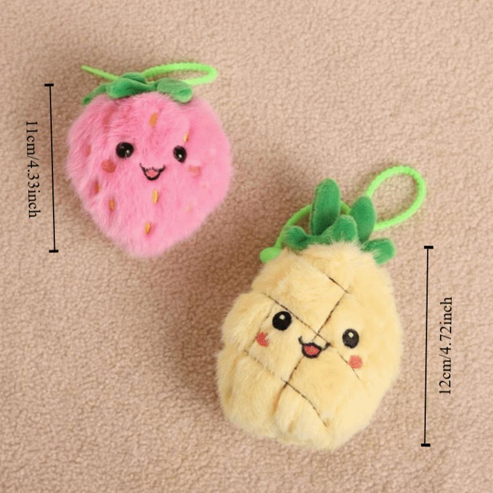 Super Soft-haired Fruit Plush Charm Miniature Strawberry/Pineapple Shape Plush Fruit Ornament Plush Stuffed Doll Bag Decoration