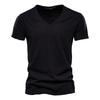 Summer Men's Solid Bamboo Cotton V-Neck T-Shirt - Hot Selling European & American Style