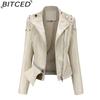 BITCED Studded Fashion Stand Collar Leather Jacket for Women - Solid Colour Spring/Autumn Outerwear - Studded Leather Jacket