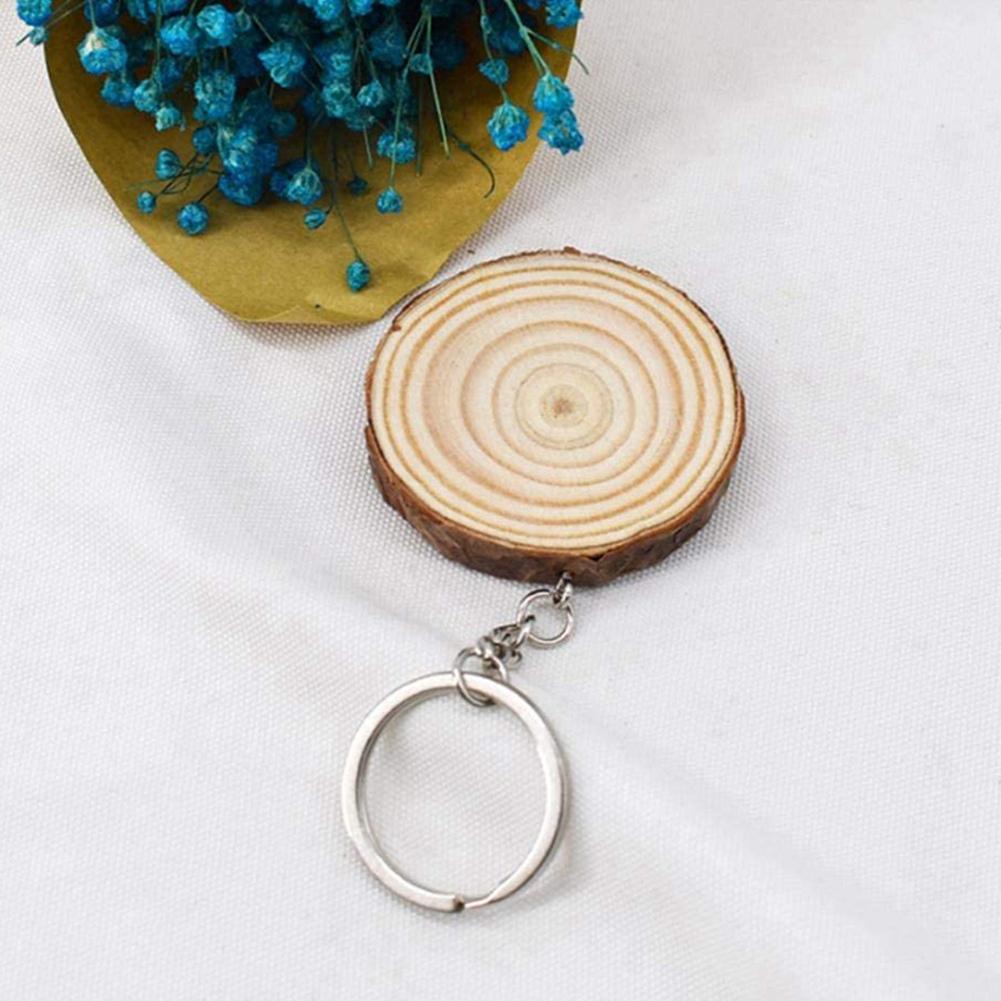 ABWR-40er-Pack Unfertige Holzscheiben Schlüsselanhänger Rohling Handbemalter Holzschlüsselanhänger Kreativer Weihnachtsanhänger DIY Holzschlüsselanhänger