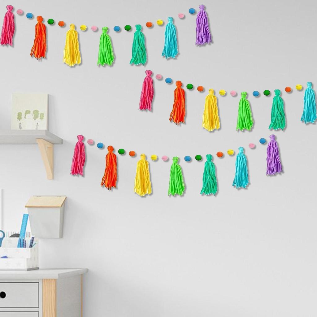 Boho Tassel Garland 3 Pieces Boho Classroom Garland Decor Party Supplies for Christmas Photography School Bulletin Nursery